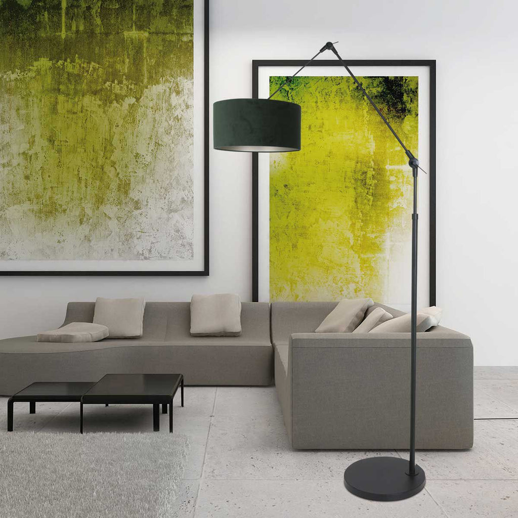 Vloerlamp Prestige Chic 7395ZW+K1068VS Zwart-Fluweel Groen