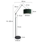 Vloerlamp Prestige Chic 7395ZW+K1068VS Zwart-Fluweel Groen
