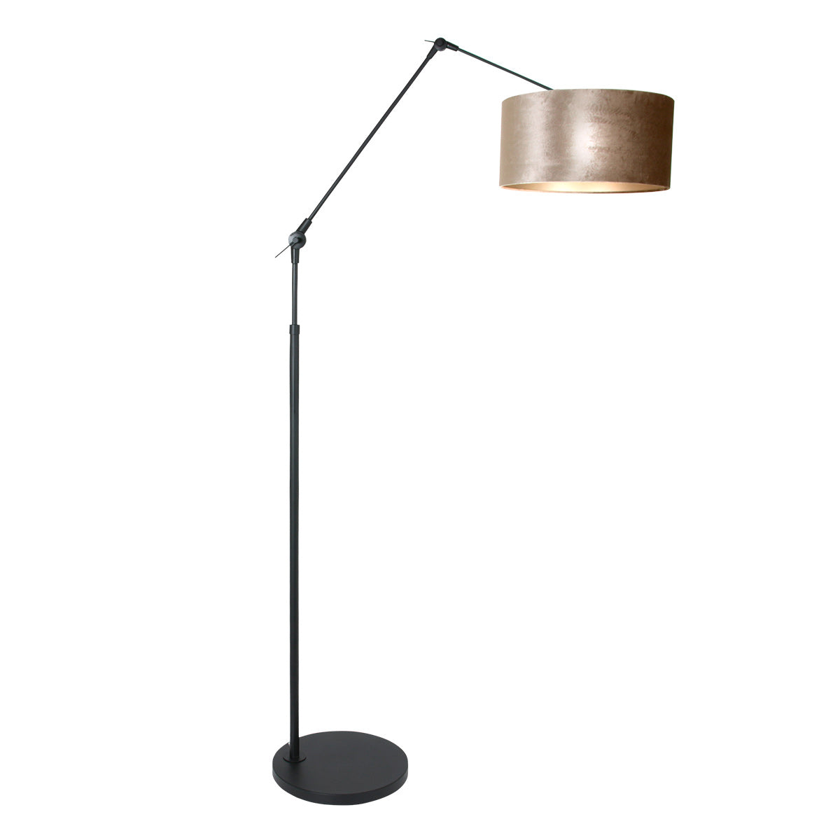 Vloerlamp Prestige Chic 7395ZW+K1068GS Zwart-Wit Linnen