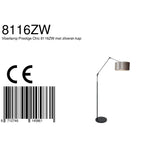 Vloerlamp Prestige Chic 7395ZW+K1068GS Zwart-Wit Linnen