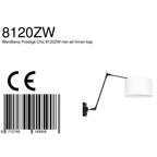 Wandlamp Prestige Chic 7396ZW+K7396QS Zwart-Wit Linnen