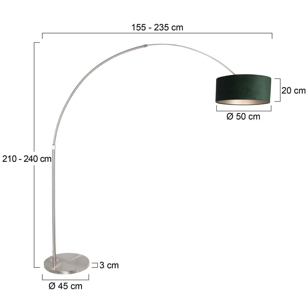 Vloerlamp Sparkled Light 7268ST+K1066VS Staal-Fluweel Groen