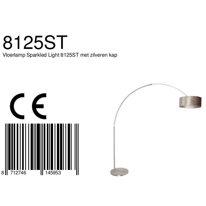 Vloerlamp Sparkled Light 7268ST+K1066GS Staal-Fluweel Zilver