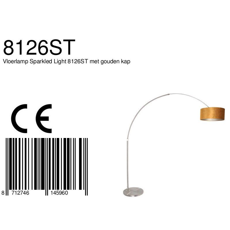 Vloerlamp Sparkled Light 7268ST+K1066KS Staal-Fluweel Goud