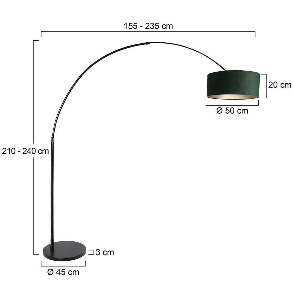 Vloerlamp Sparkled Light 7268ZW+K1066VS Zwart-Fluweel Groen
