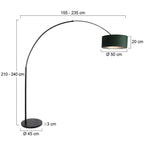 Vloerlamp Sparkled Light 7268ZW+K1066VS Zwart-Fluweel Groen