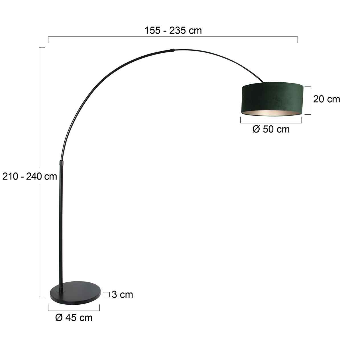 Vloerlamp Sparkled Light 7268ZW+K1066VS Zwart-Fluweel Groen