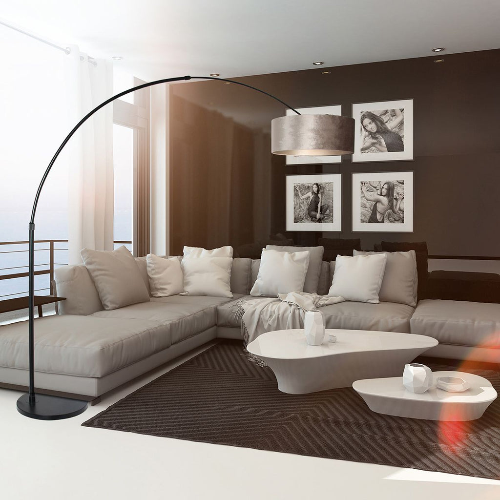 Vloerlamp Sparkled Light 7268ZW+K1066GS Zwart-Fluweel Zilver