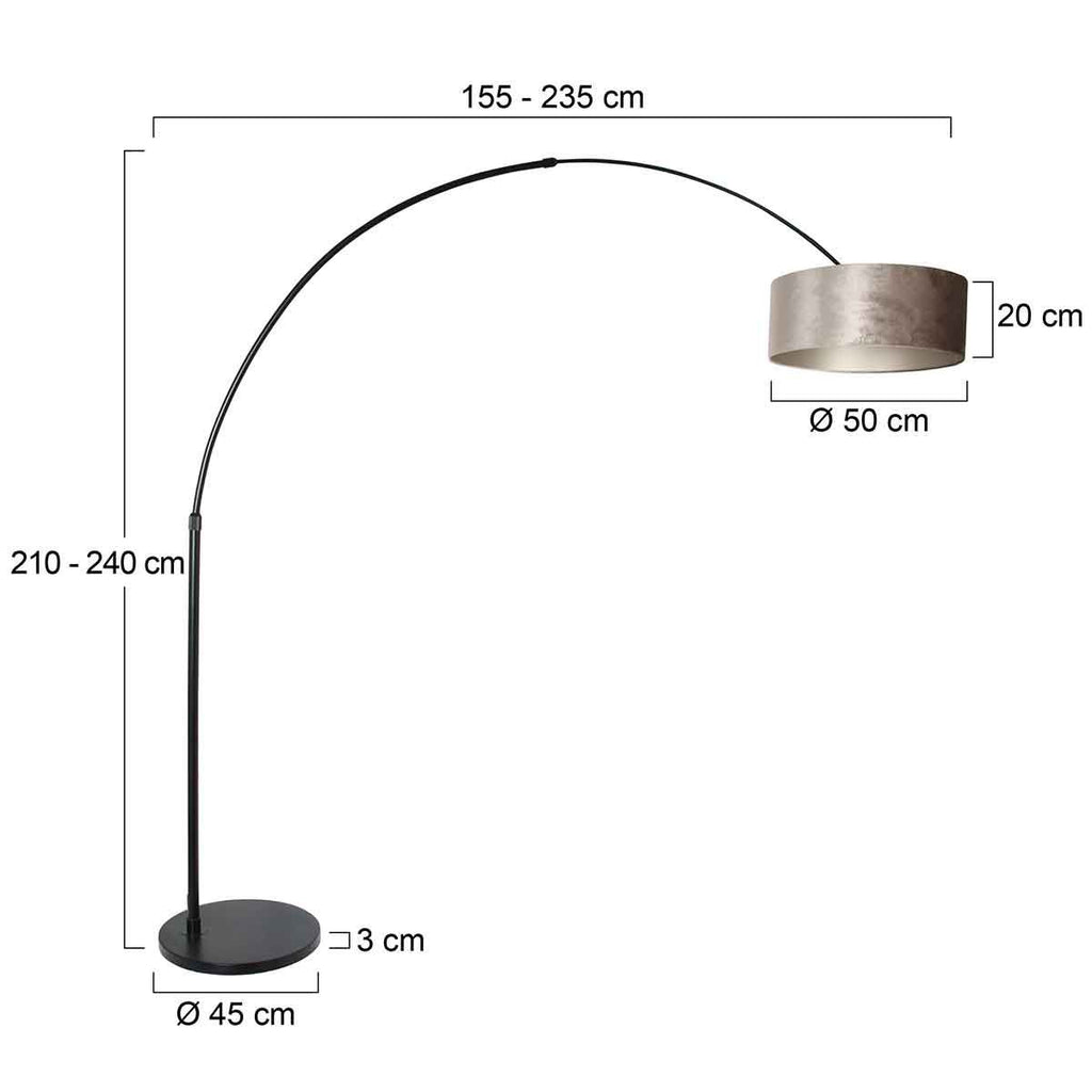 Vloerlamp Sparkled Light 7268ZW+K1066GS Zwart-Fluweel Zilver