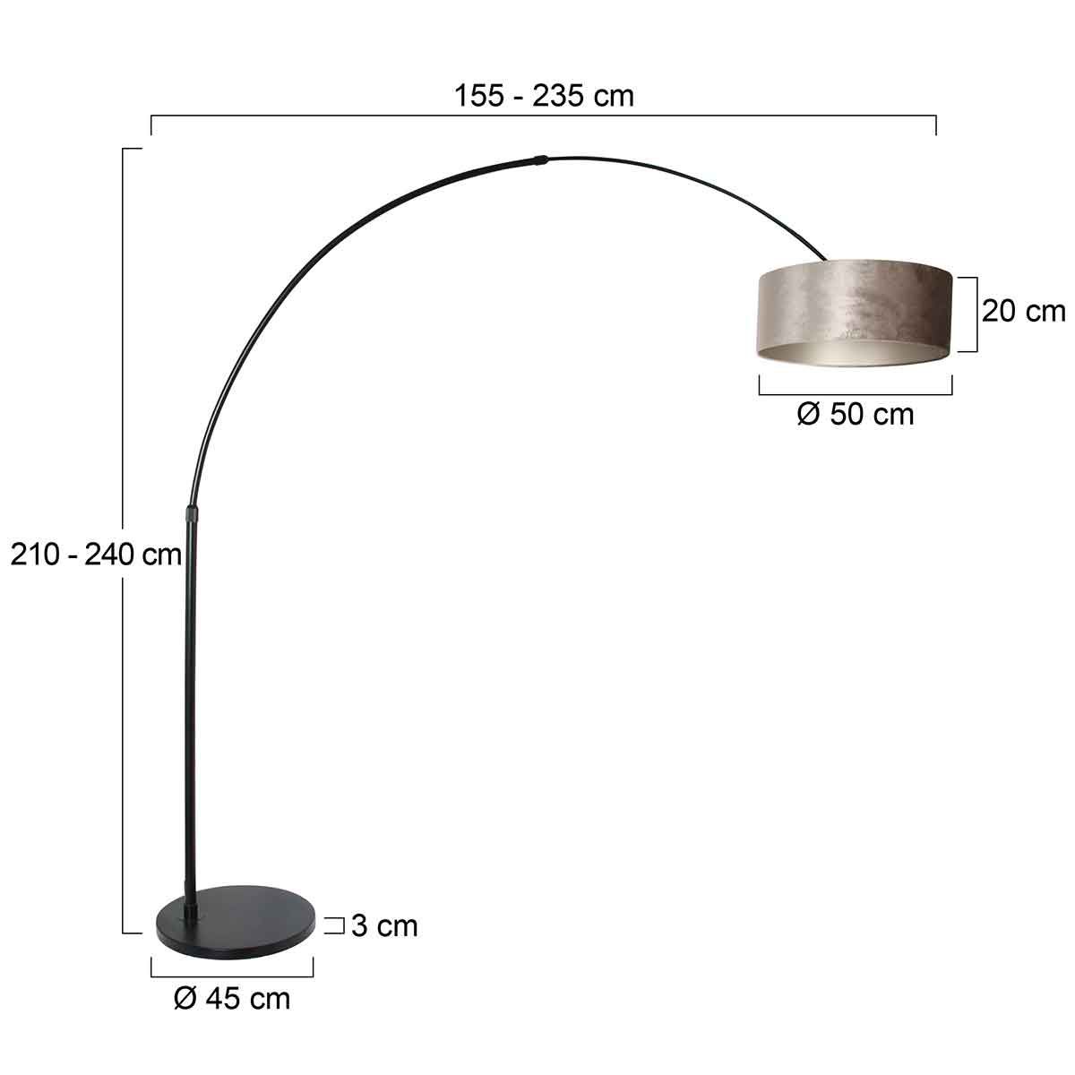 Vloerlamp Sparkled Light 7268ZW+K1066GS Zwart-Fluweel Zilver