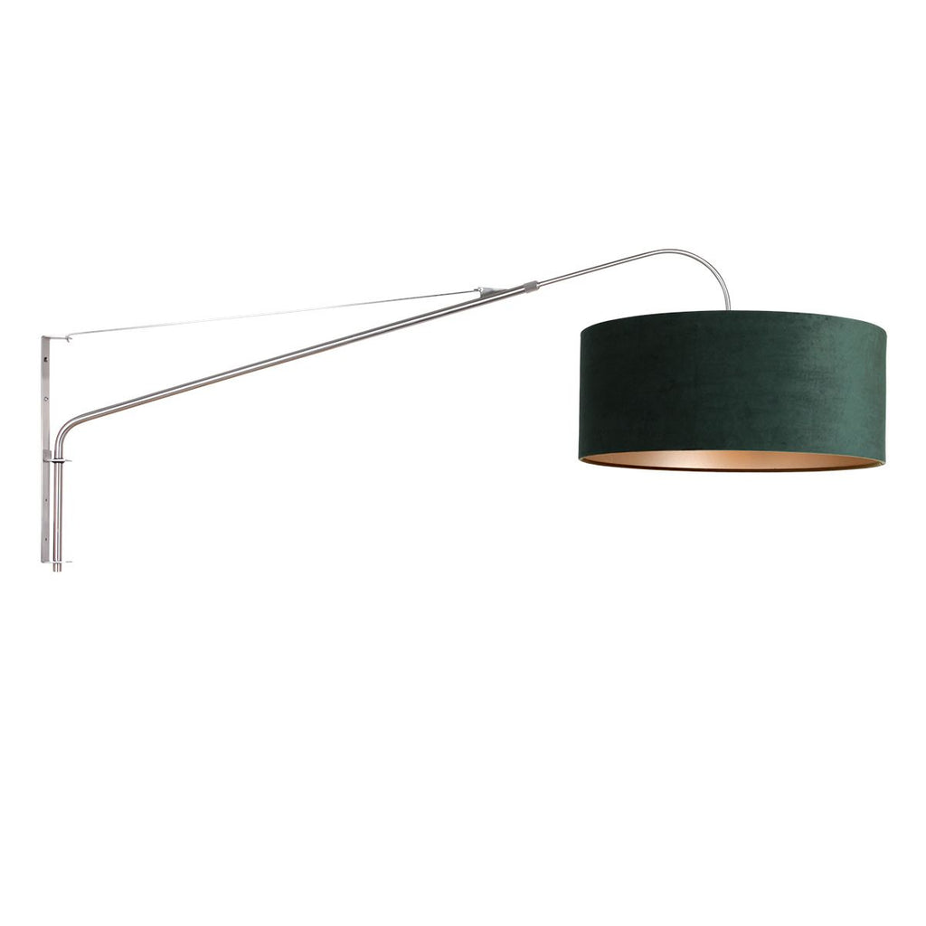 Wandlamp Elegant Classy 2574ST+K1066VS Staal-Fluweel Groen