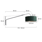 Wandlamp Elegant Classy 2574ZW+K1066VS Zwart-Fluweel Groen