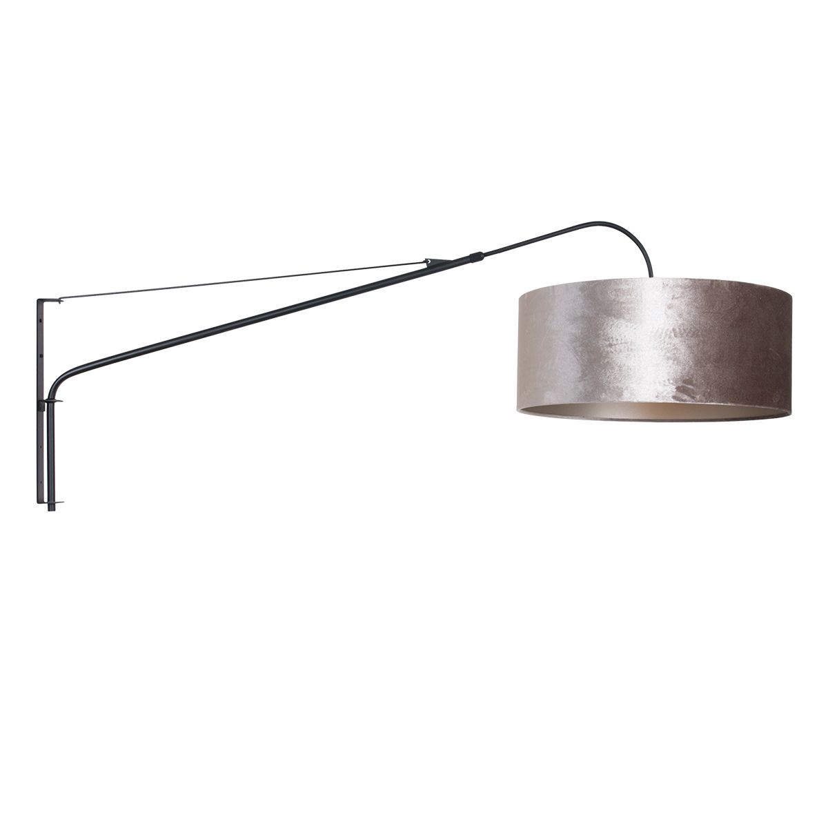 Wandlamp Elegant Classy 2574ZW+K1066GS Zwart-Fluweel Zilver