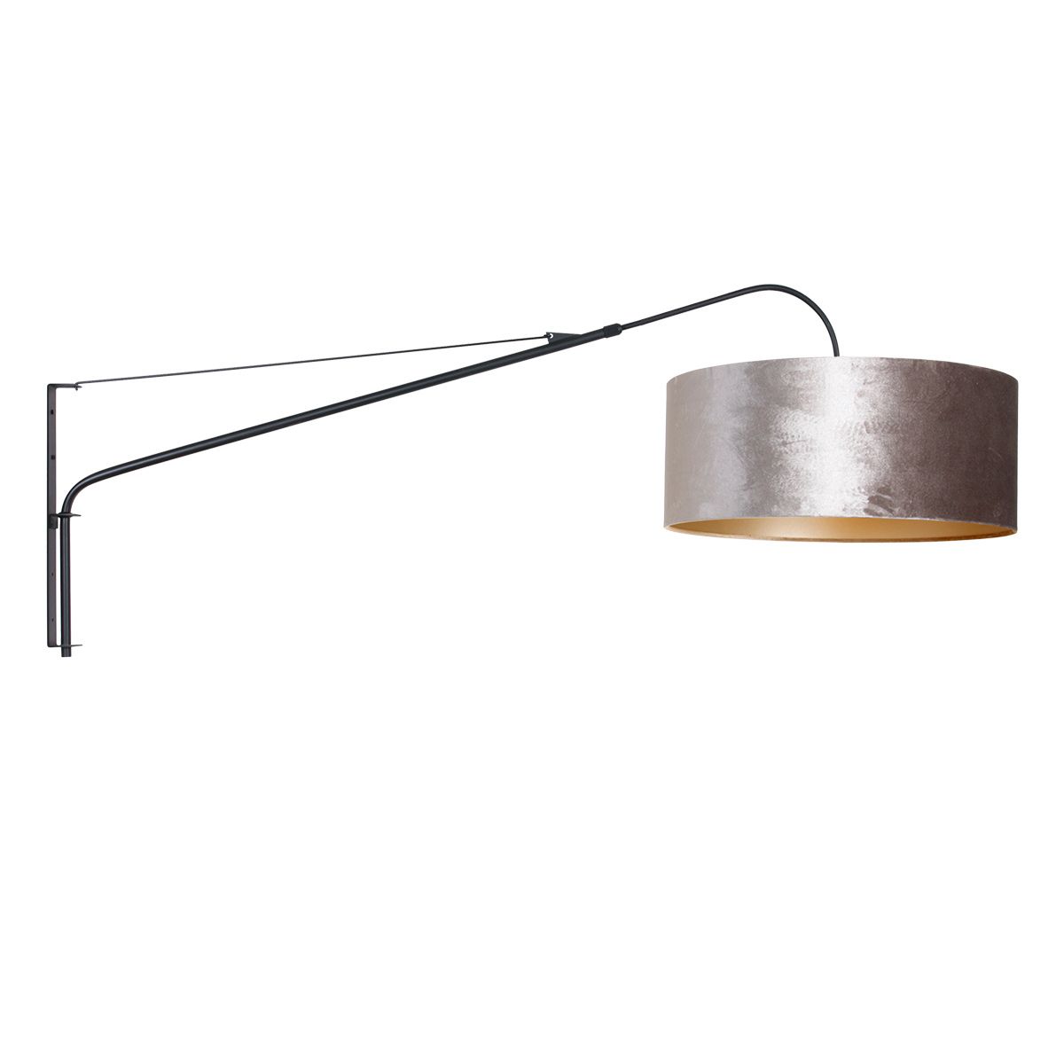 Wandlamp Elegant Classy 2574ZW+K1066GS Zwart-Fluweel Zilver