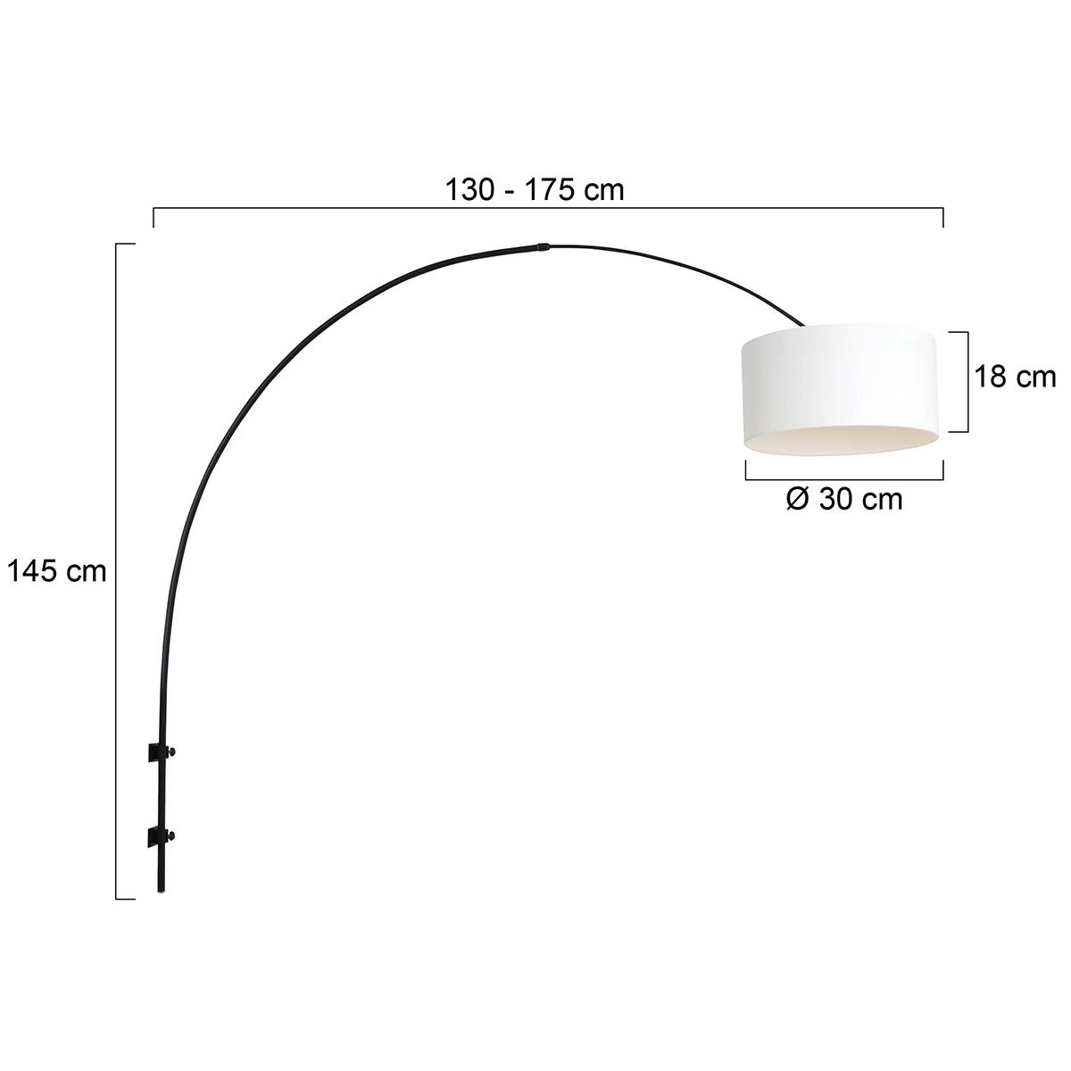 Wandlamp Sparkled Light 1481ZW+K1068QS Zwart-Wit Linnen