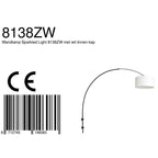 Wandlamp Sparkled Light 1481ZW+K1068QS Zwart-Wit Linnen
