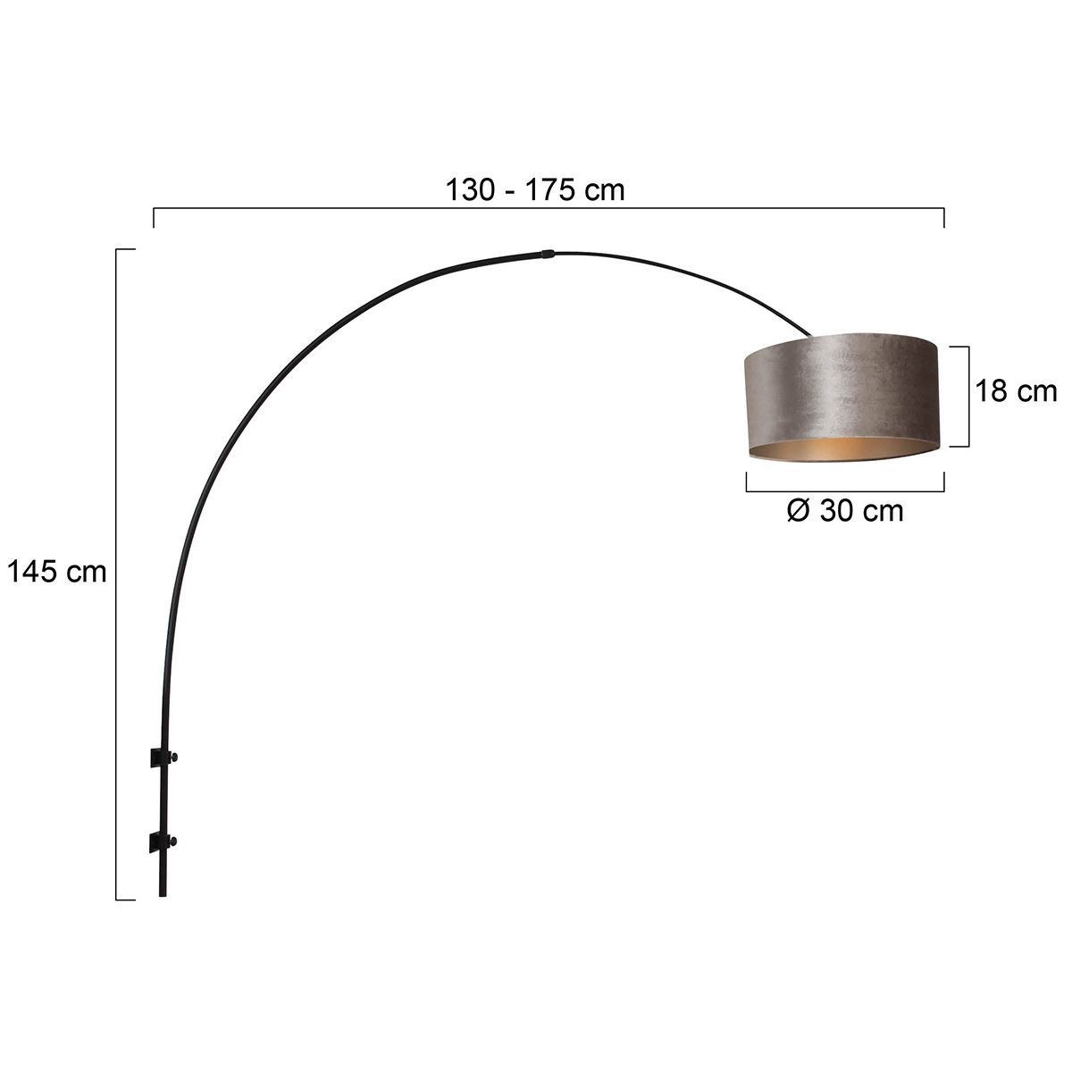 Wandlamp Sparkled Light 1481ZW+K1068GS Zwart-Fluweel Zilver