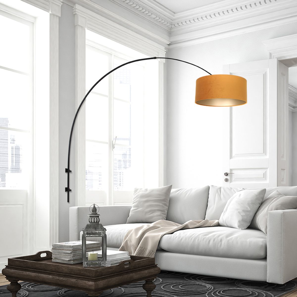 Wandlamp Sparkled Light 1481ZW+K1068KS Zwart-Fluweel Goud