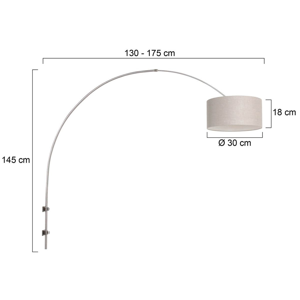 Wandlamp Sparkled Light 1481ST+K1068RS Staal-Grijs Linnen