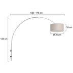 Wandlamp Sparkled Light 1481ST+K1068RS Staal-Grijs Linnen