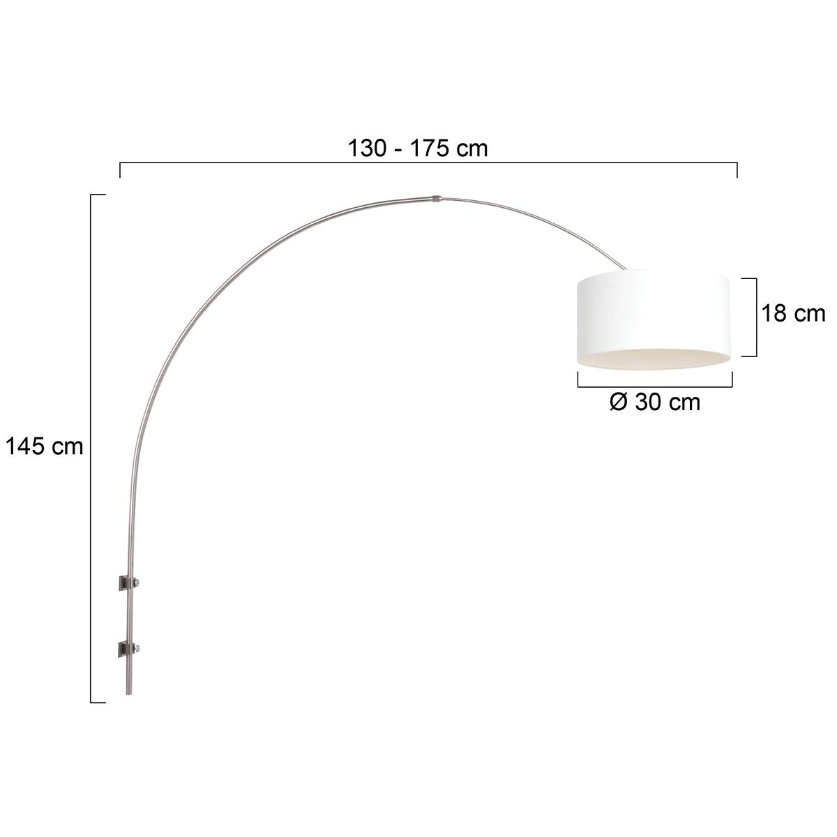 Wandlamp Sparkled Light 1481ST+K1068QS Staal-Wit Linnen
