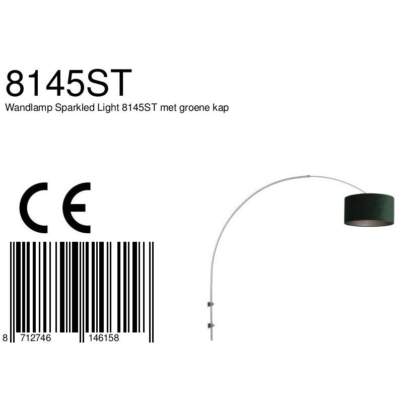 Wandlamp Sparkled Light 1481ST+K1068VS Staal-Fluweel Groen