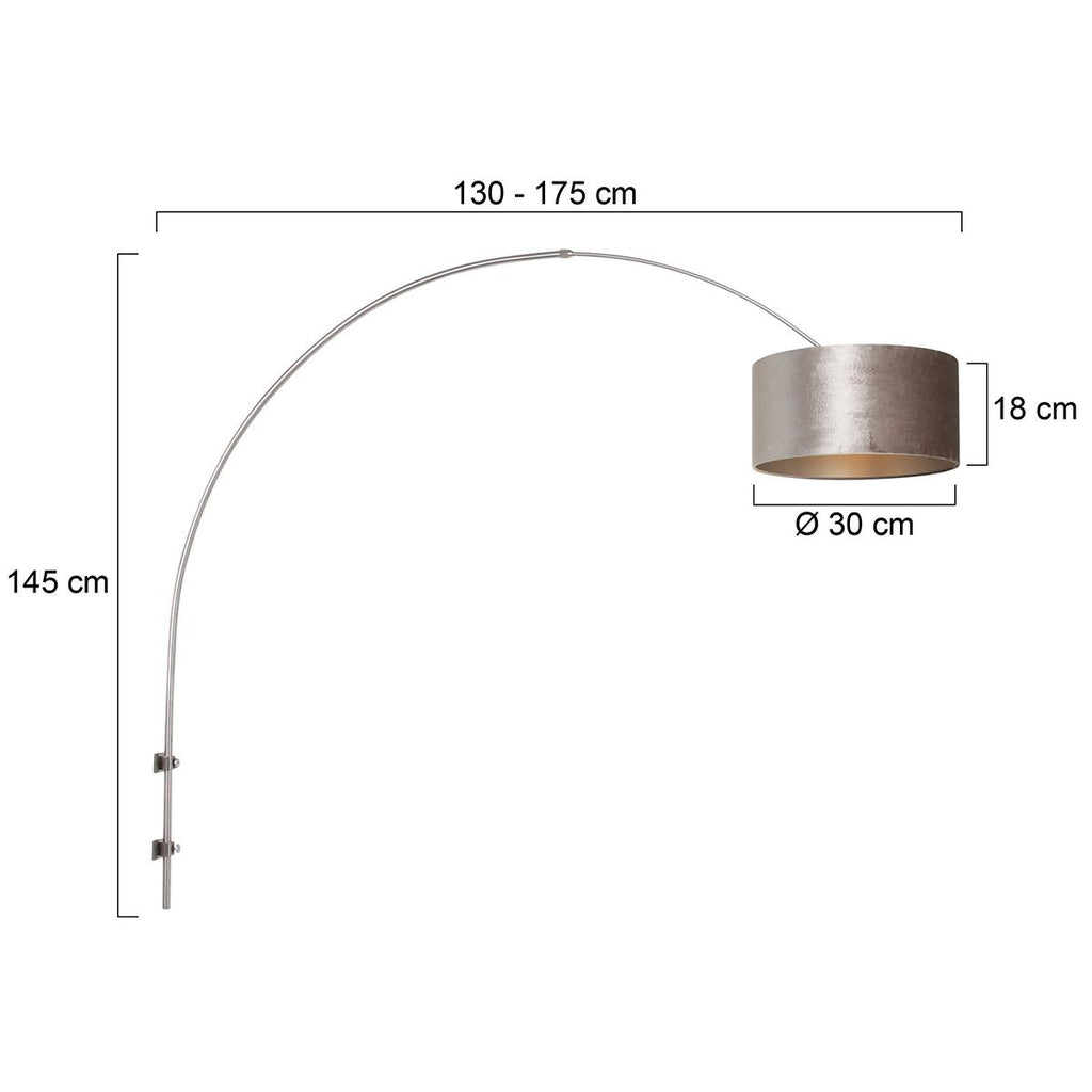 Wandlamp Sparkled Light 1481ST+K1068GS Staal-Fluweel Zilver