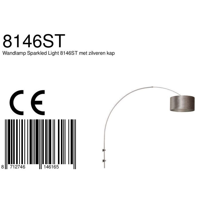 Wandlamp Sparkled Light 1481ST+K1068GS Staal-Fluweel Zilver