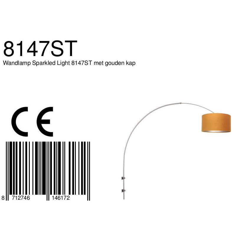 Wandlamp Sparkled Light 1481ST+K1068KS Staal-Fluweel Goud