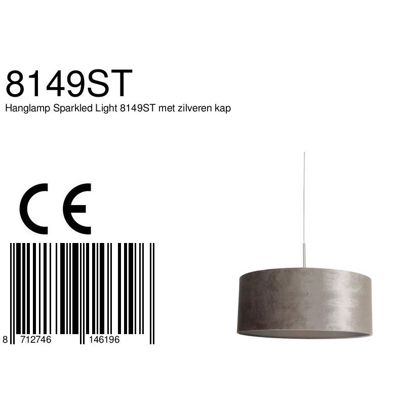 Hanglamp Sparkled Light 3602ST+K1066GS Staal-Fluweel Zilver