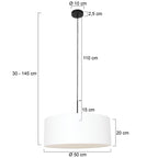 Hanglamp Sparkled Light 3602ZW+K1066QS Zwart-Wit Linnen