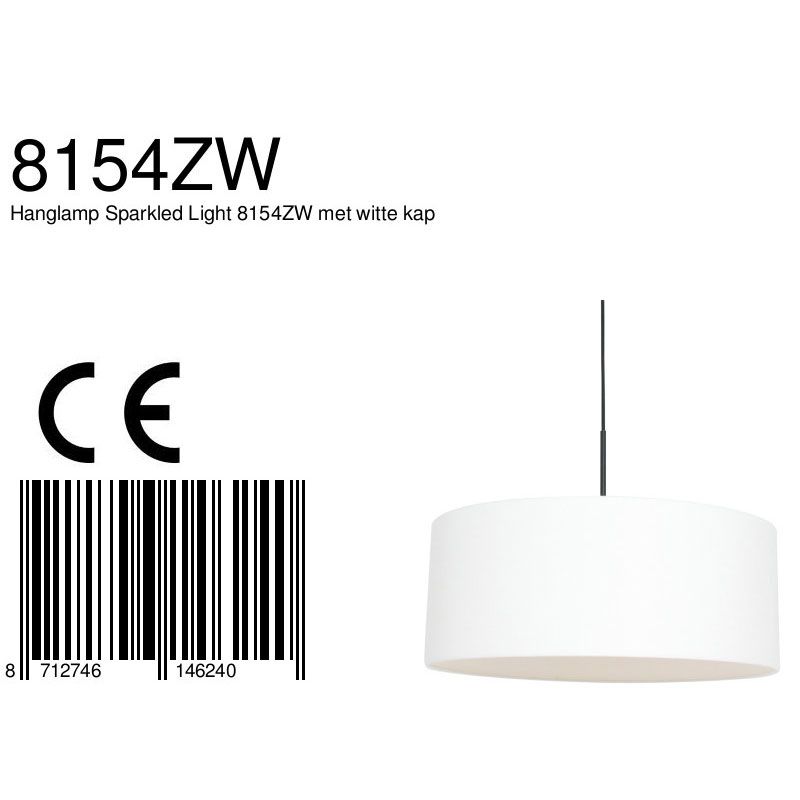 Hanglamp Sparkled Light 3602ZW+K1066QS Zwart-Wit Linnen