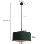 Hanglamp Sparkled Light 3602ZW+K1066VS Zwart-Fluweel Groen