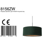 Hanglamp Sparkled Light 3602ZW+K1066VS Zwart-Fluweel Groen