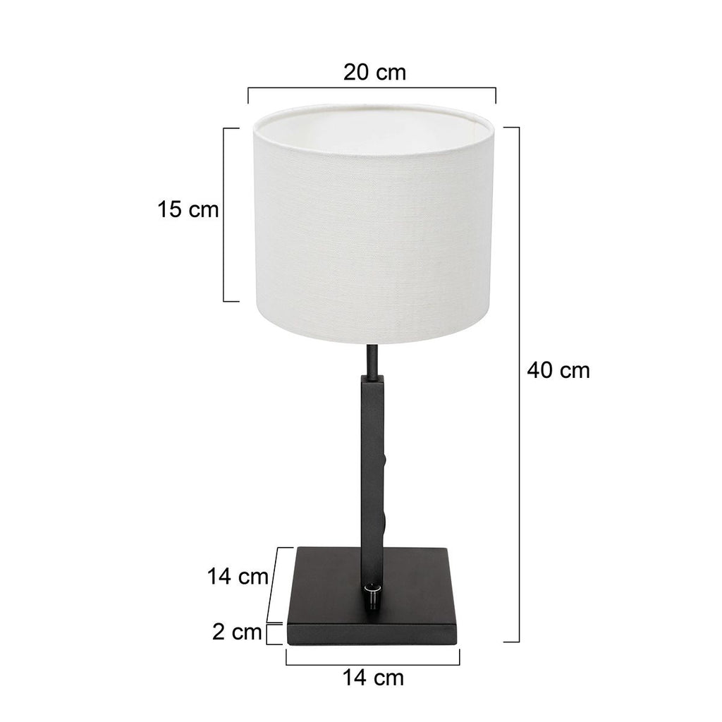 Tafellamp Stang 8161ZW Zwart + Wit linnen kap