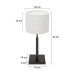 Tafellamp Stang 8161ZW Zwart + Wit linnen kap