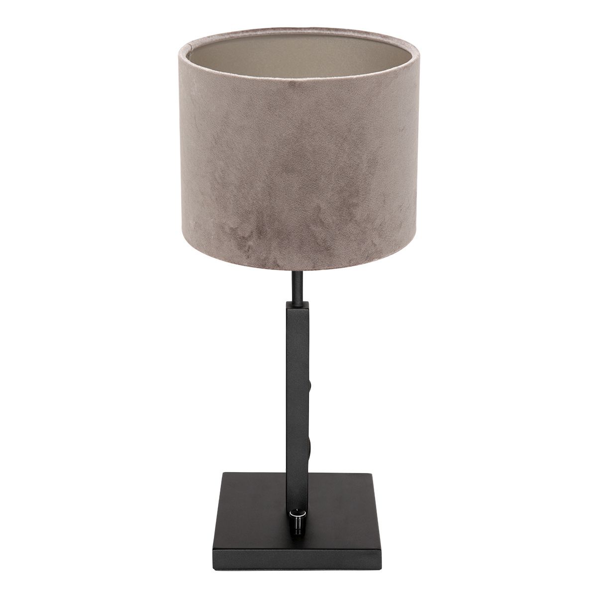 Tafellamp Stang 8163ZW Zwart + Velours Zilver kap