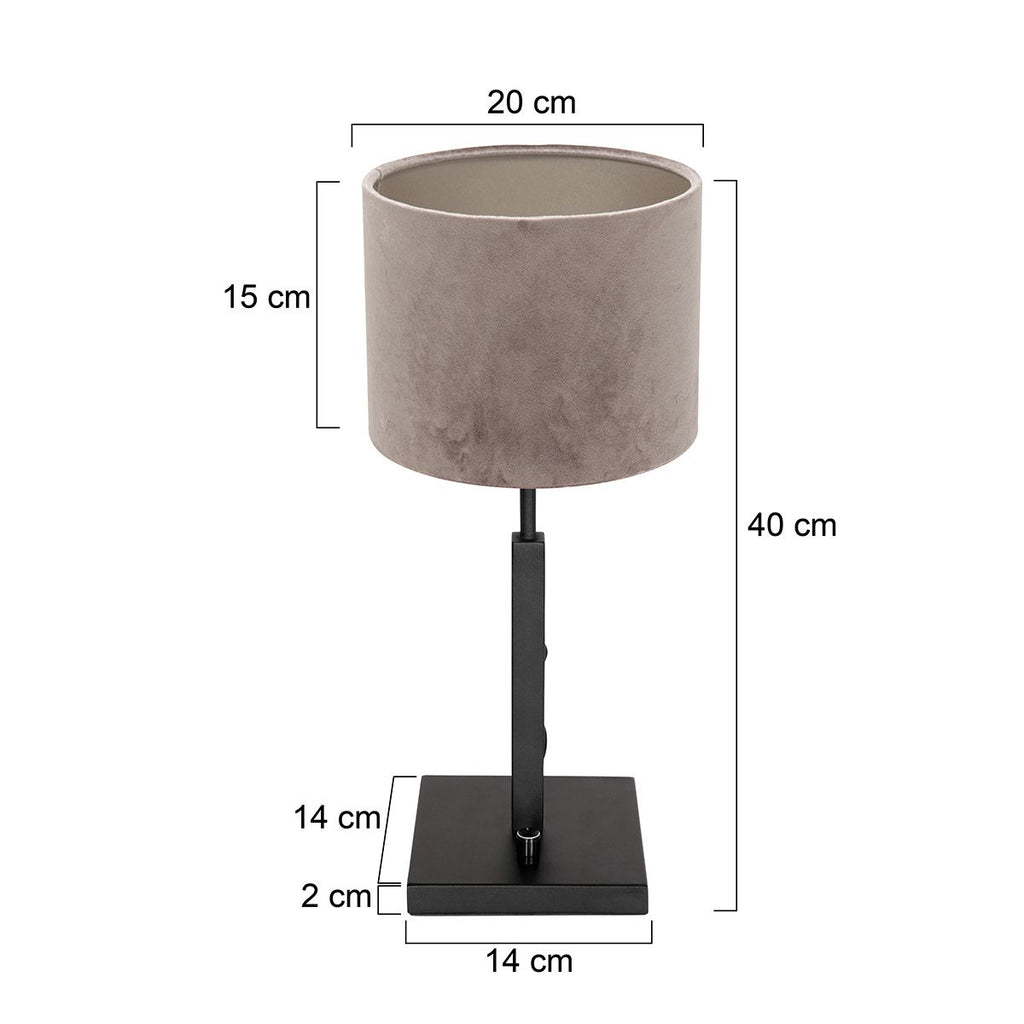 Tafellamp Stang 8163ZW Zwart + Velours Zilver kap