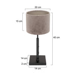 Tafellamp Stang 8163ZW Zwart + Velours Zilver kap