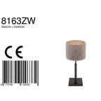 Tafellamp Stang 8163ZW Zwart + Velours Zilver kap
