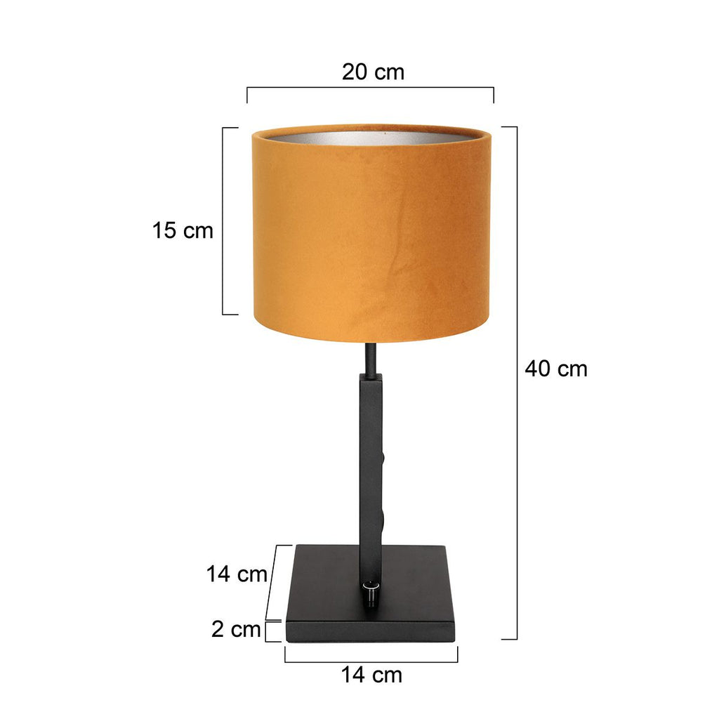 Tafellamp Stang 8164ZW Zwart + Velours Gouden kap