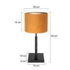 Tafellamp Stang 8164ZW Zwart + Velours Gouden kap
