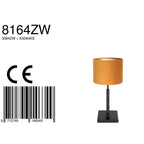 Tafellamp Stang 8164ZW Zwart + Velours Gouden kap