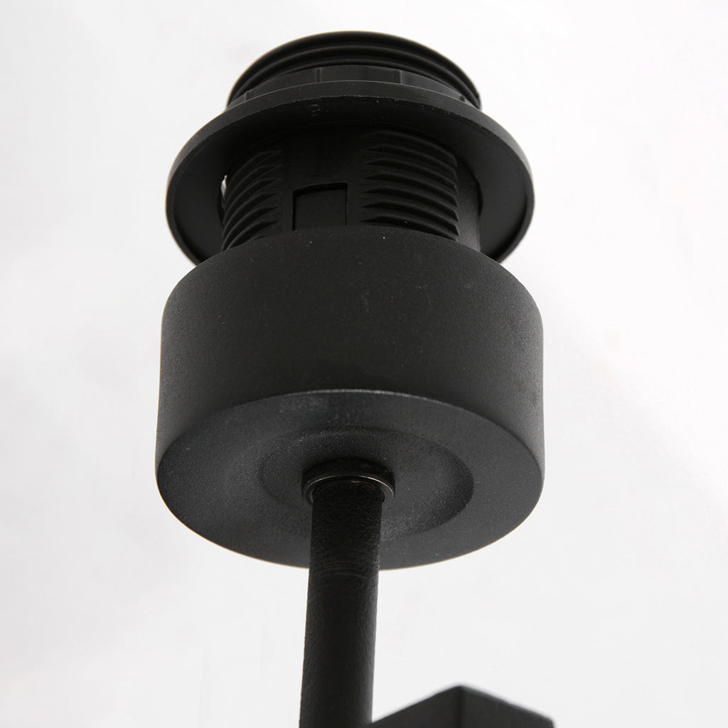 Zwarte wandlamp Stang 8172ZW met schakelaar en grijs linnen kap