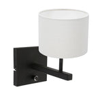 Wandlamp Stang 8173ZW Zwart + Kap Wit Linnen