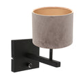 Wandlamp Stang 8175ZW Zwart + Kap Velours Zilver
