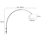 Boog wandlamp Sparkled Light 8195ZW zwart met witte kunststof bol kap