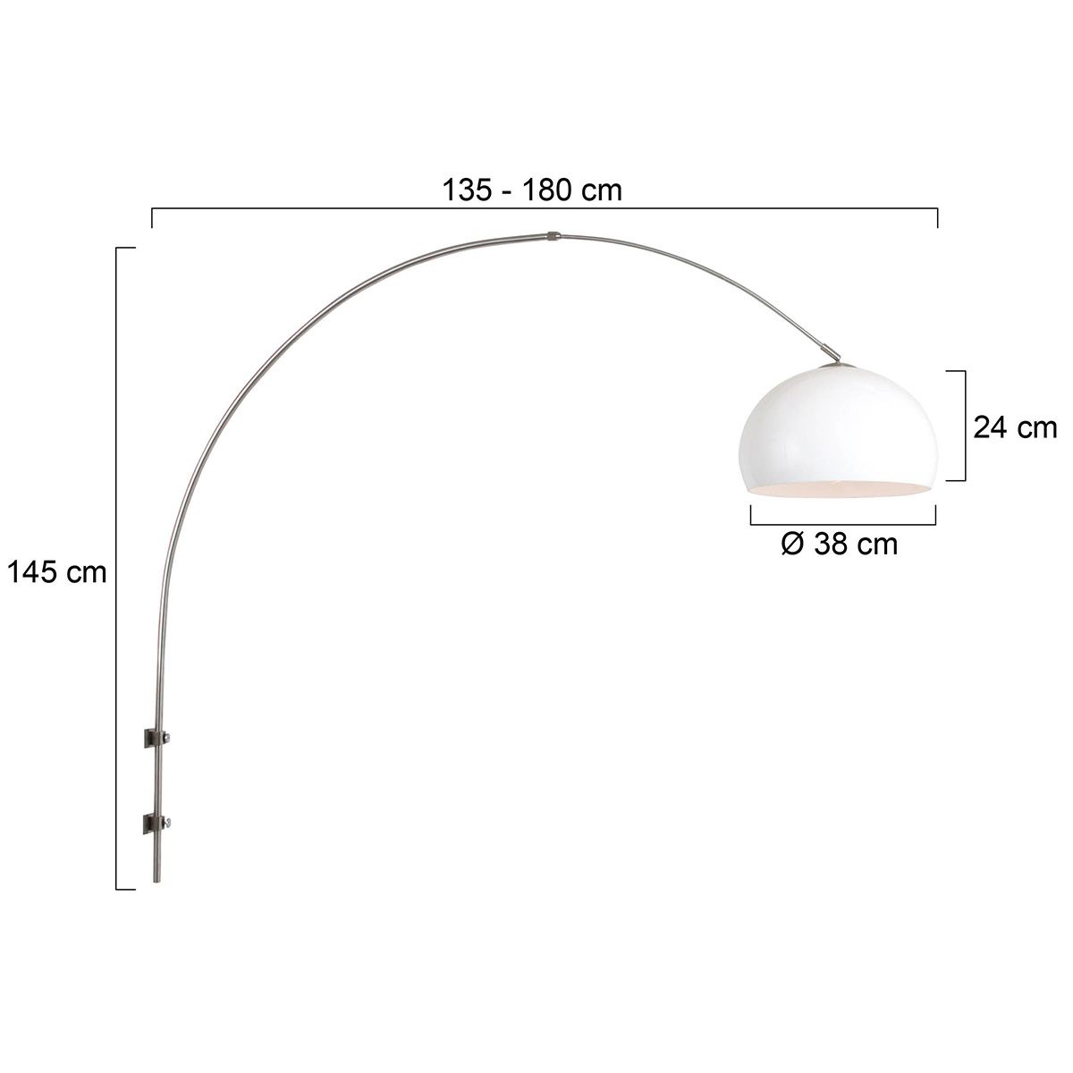 Wandlamp Sparkled Light 1481ST+K10610S Staal-Wit Kunststof