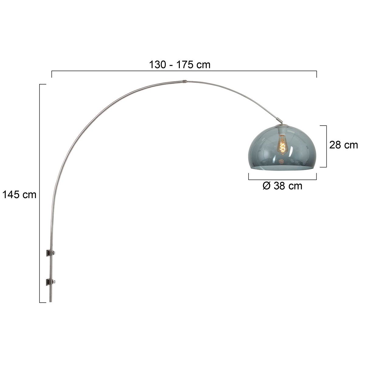 Wandlamp Sparkled Light 1481ST+K11130S Staal-Grijs Kunststof