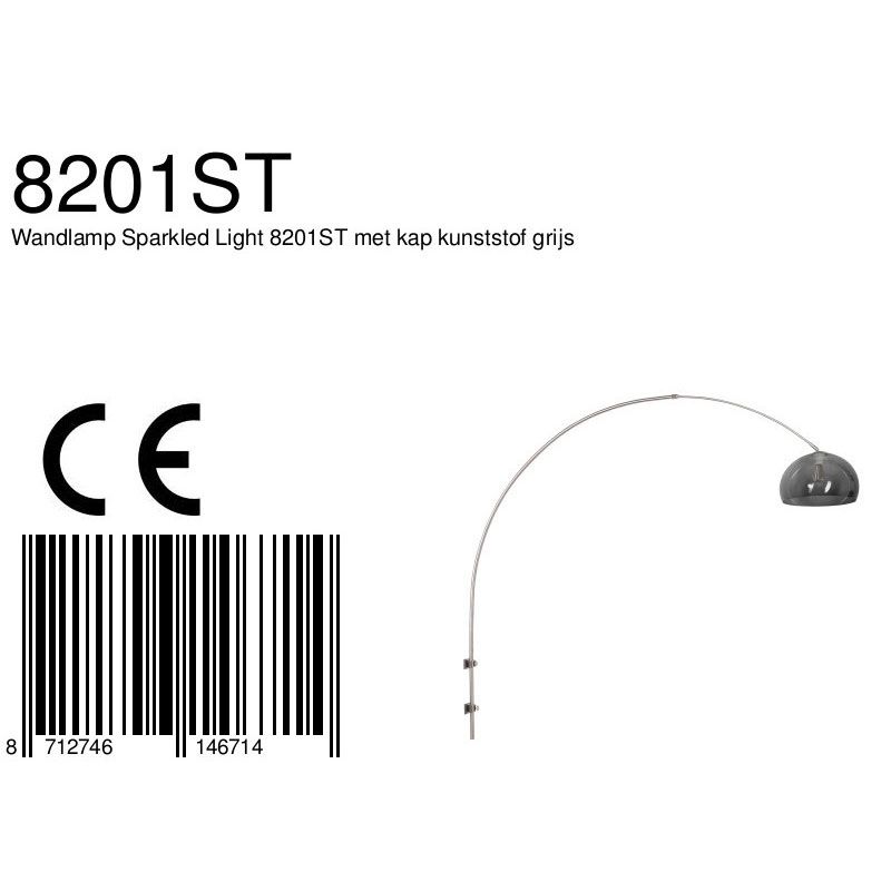 Wandlamp Sparkled Light 1481ST+K11130S Staal-Grijs Kunststof